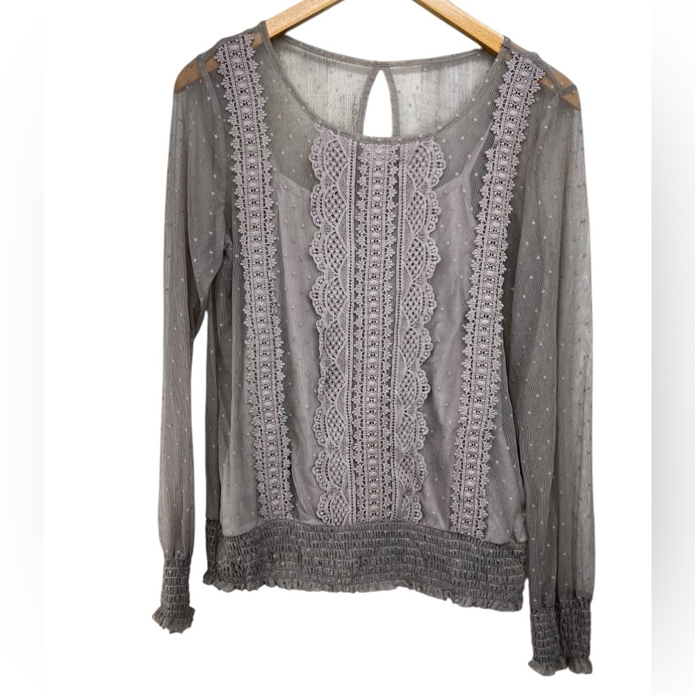 Maurices Gray Lace Detail Blouse